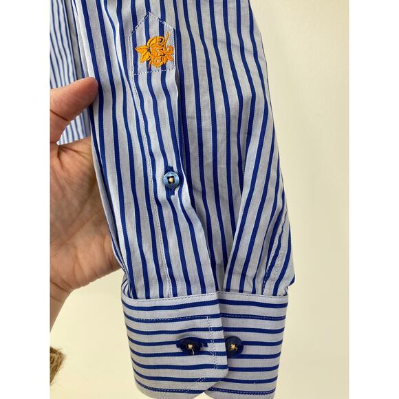 Stone Rose Black Rivet Striped Contrast Cuff Mens Button Down Shirt Size 2 Small - Picture 8 of 10